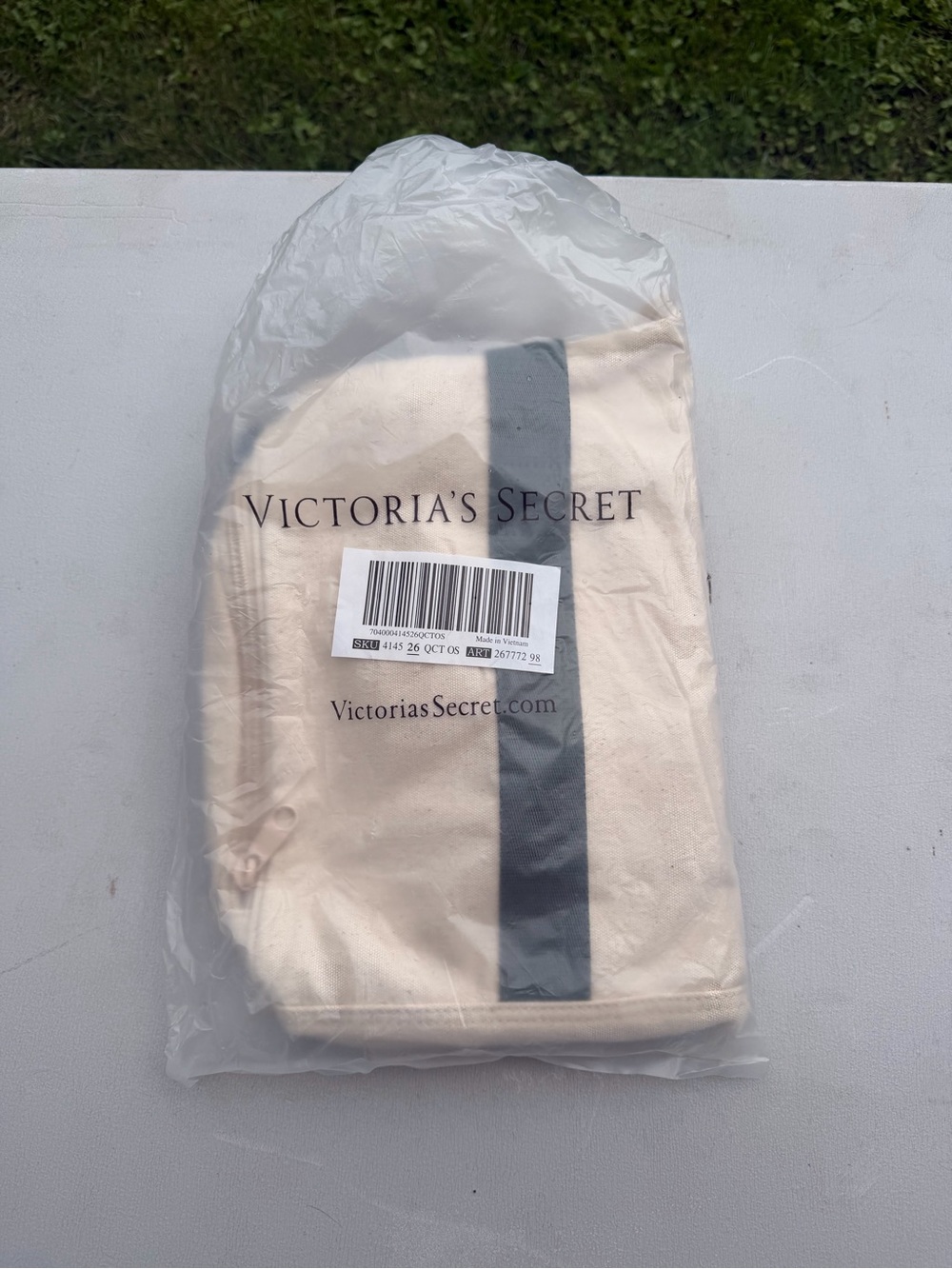 Victoria's Secret Pink duffle bag - Cream with green Stripe